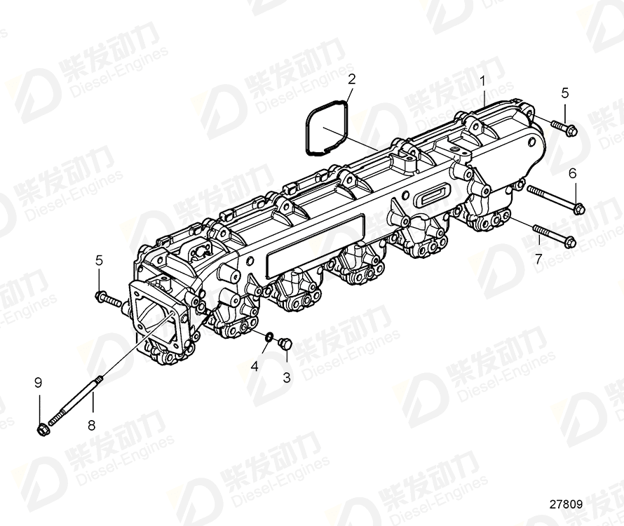 volvo penta Inlet manifold 22713429 Drawing